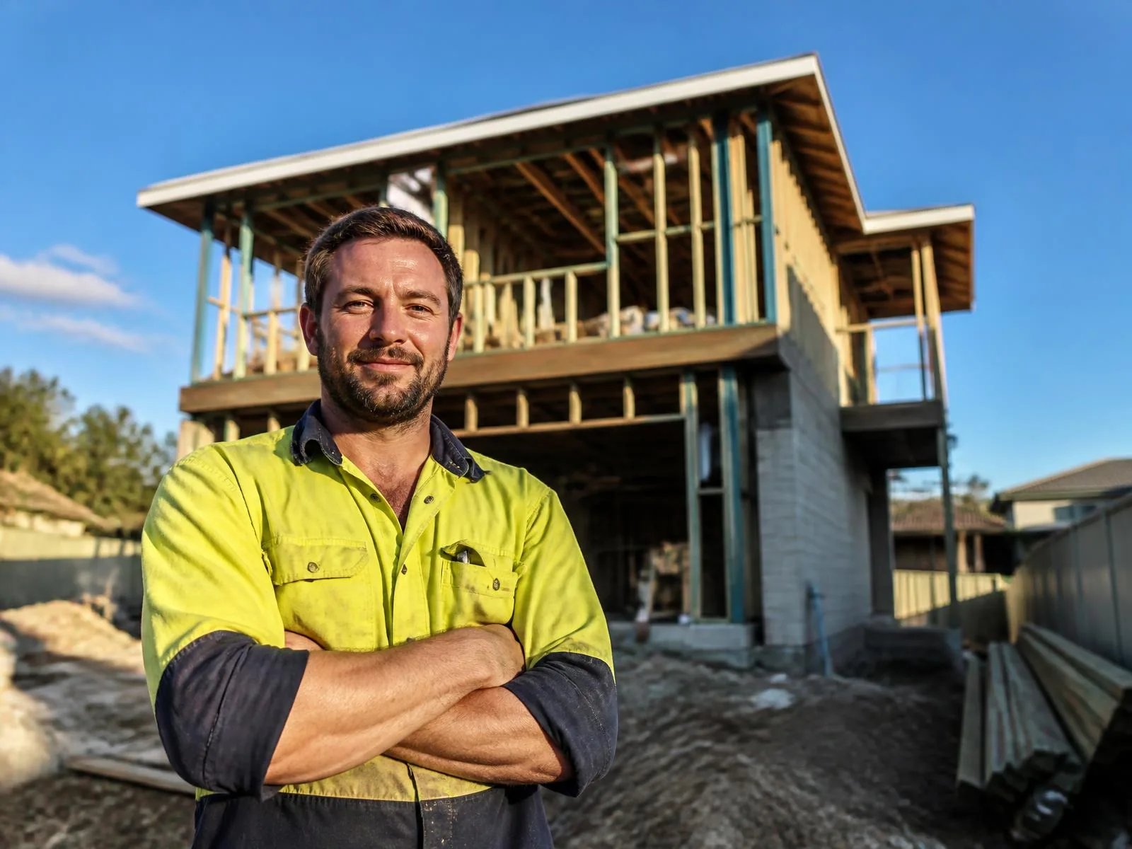Licensed Australian builder on a Queensland residential building site
